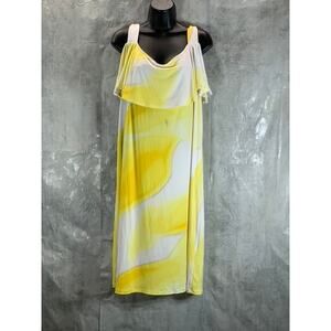 JM COLLECTION Women's Primrose Yellow Combo Ruffled Cold-Shoulder Mini Dress